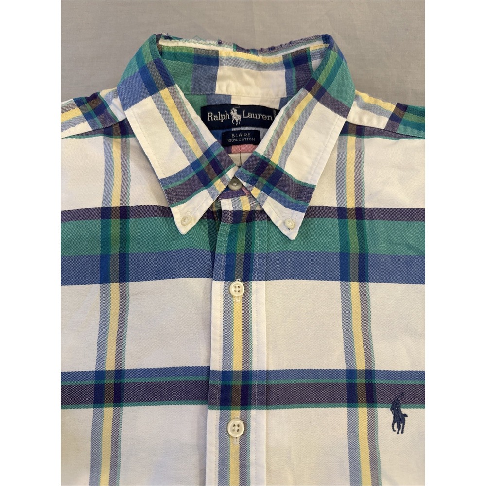 Ralph Lauren Polo Button Down Blaire Shirt Mens Size XL Plaid Short Sleeve